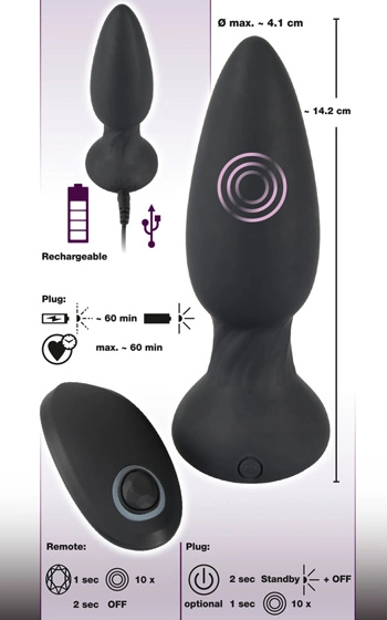 Black Velvet Trådlös Vibrerande Plugg - Bild 4